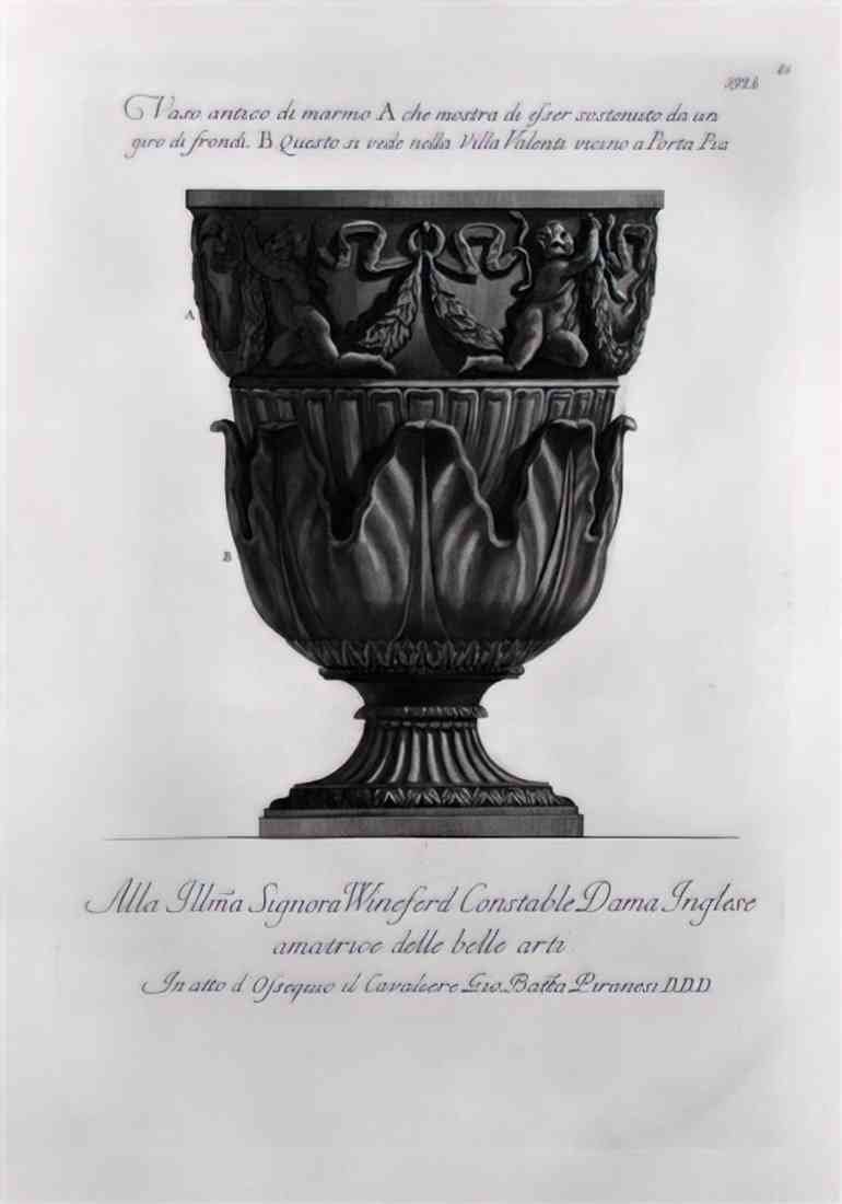 Giovanni Battista Piranesi antique vase of marble in the villa valent A4 Photo Print