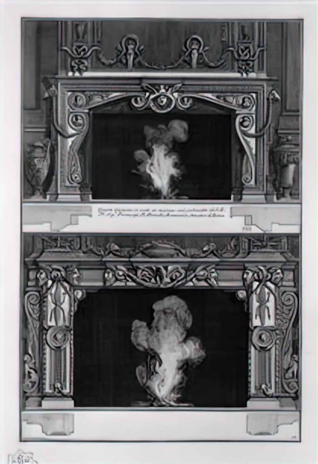 Giovanni Battista Piranesi two fireplaces overlapping the support wit Art A4 Photo Print