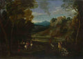 Giovanni Battista Viola Landscape with a Hunting Party A4 Photo Print
