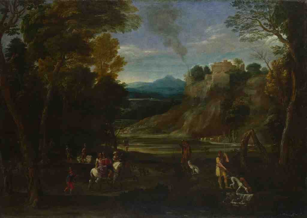 Giovanni Battista Viola Landscape with a Hunting Party A4 Photo Print