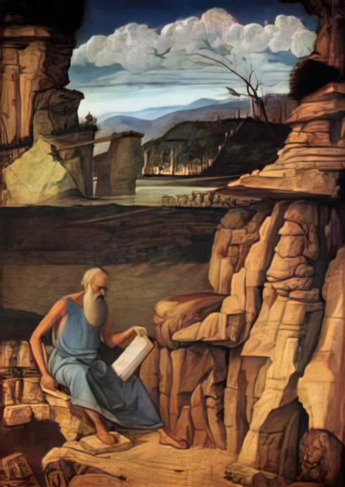 Giovanni Bellini st jerome reading in the countryside 1485 Art A4 Photo Print