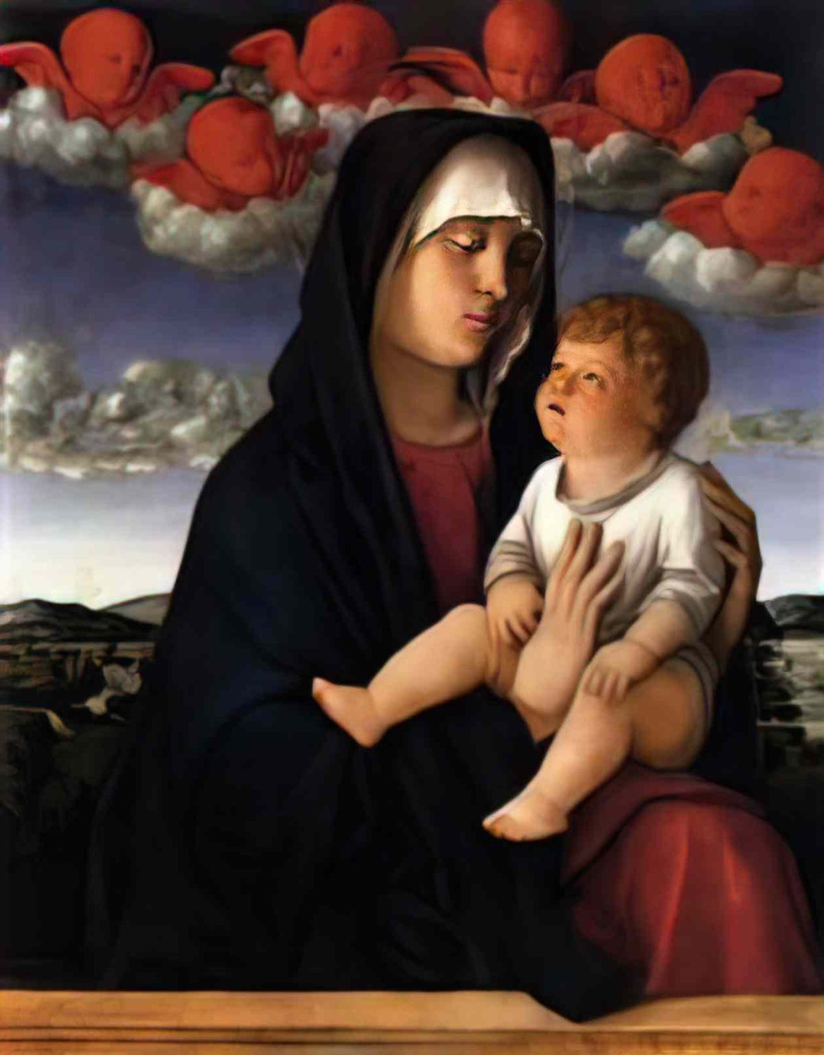 Giovanni Bellini the madonna of the red cherubs Art A4 Photo Print