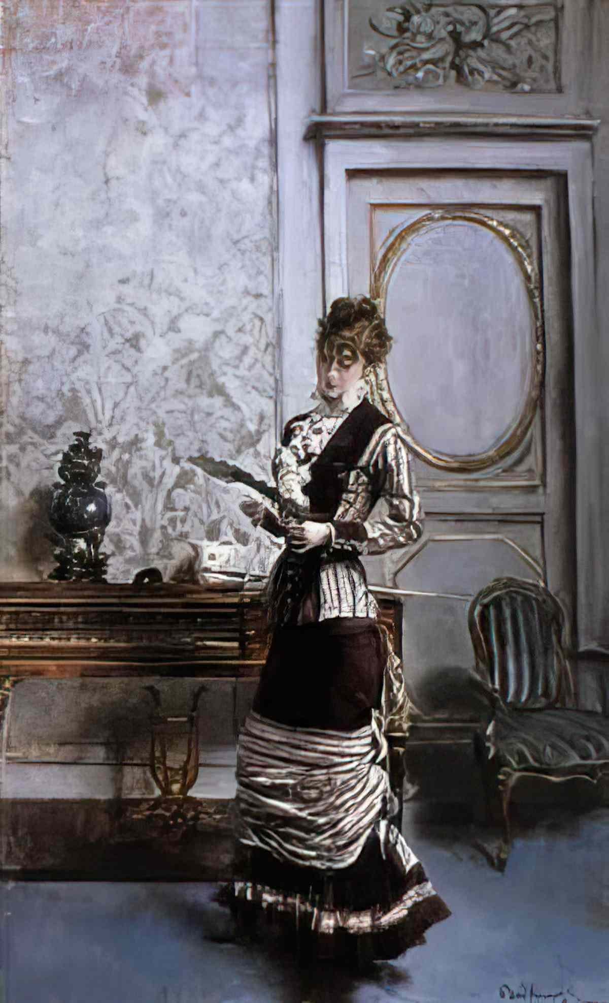 Giovanni Boldini a lady admiring a fan 1 Art A4 Photo Print