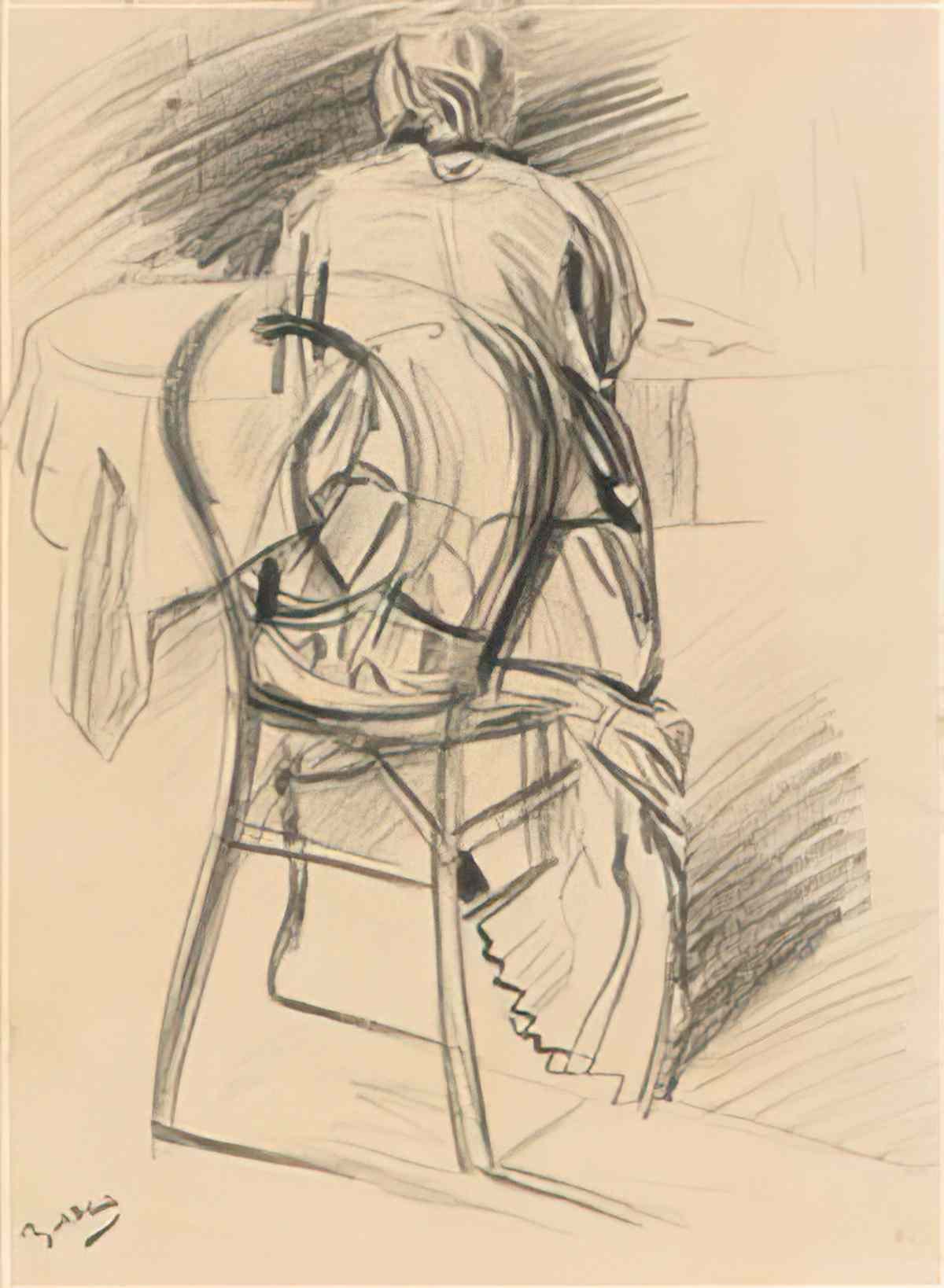Giovanni Boldini a woman seated seen from behind Art A4 Photo Print