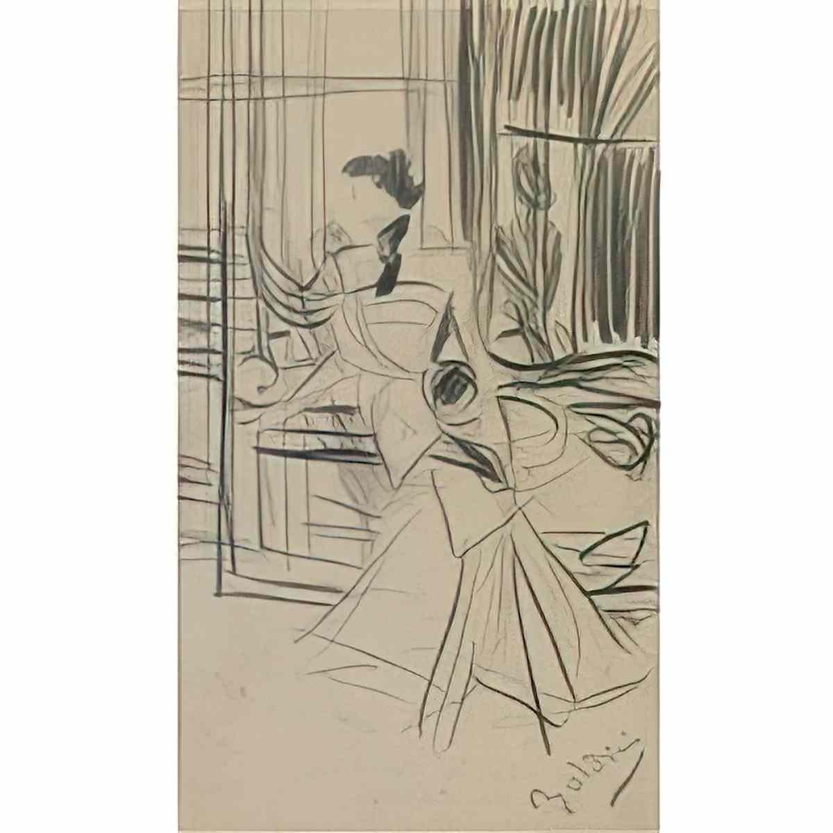 Giovanni Boldini donna riflessa in una specchiera Art A4 Photo Print