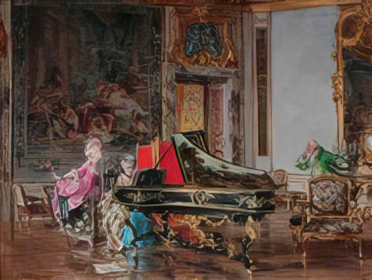 Giovanni Boldini due dame in costume settecentesco al pianoforte vec Art A4 Photo Print