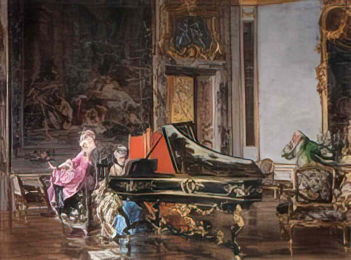 Giovanni Boldini due dame in costume settecentesco al pianoforte vecc Art A4 Photo Print
