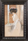 Giovanni Boldini elegante dame am fenster stehend Art A4 Photo Print