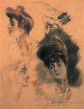 Giovanni Boldini etude de visages de femmes Art A4 Photo Print