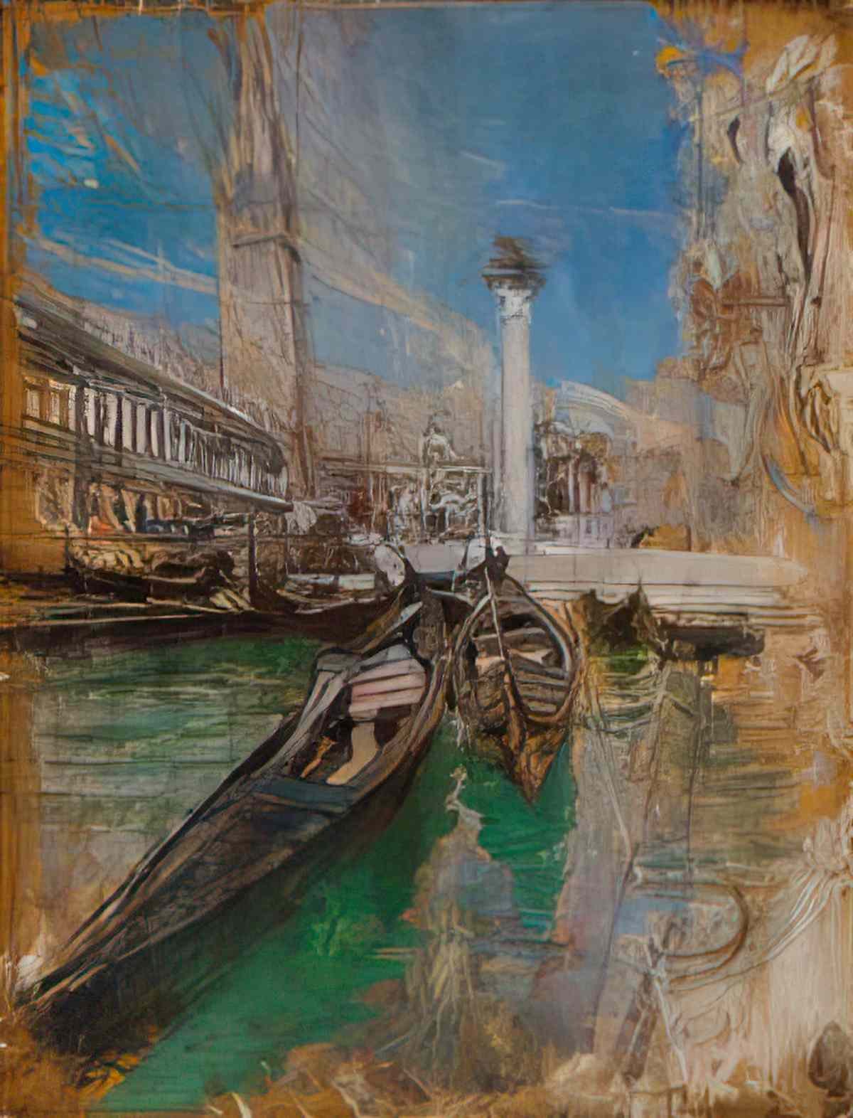 Giovanni Boldini gondole davanti a piazza san marco Art A4 Photo Print