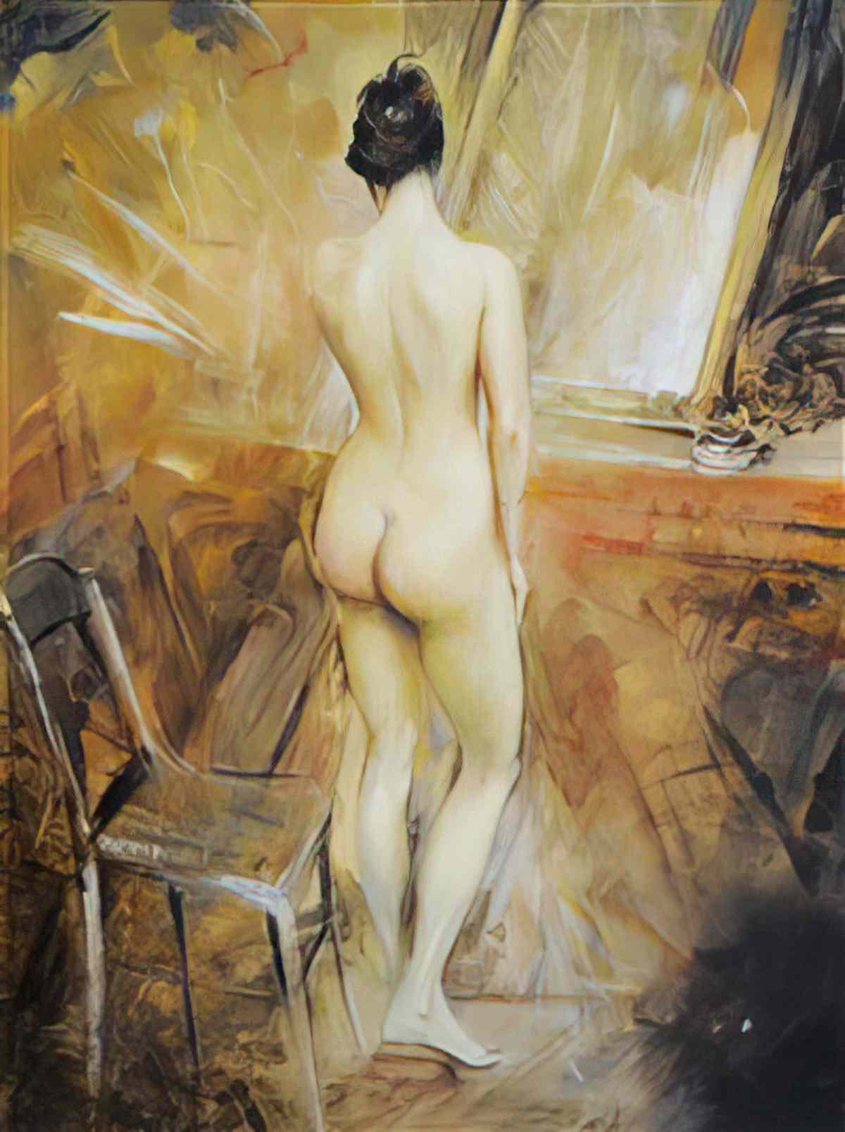 Giovanni Boldini figurenstudie einer dame mit hut und muff Art A4 Photo Print