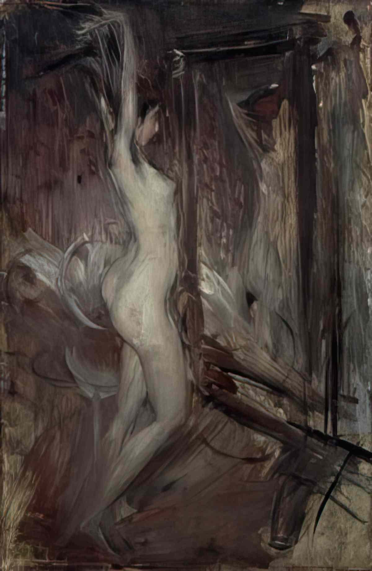 Giovanni Boldini nu devant un miroir psyche empire + etude dhomme Art A4 Photo Print