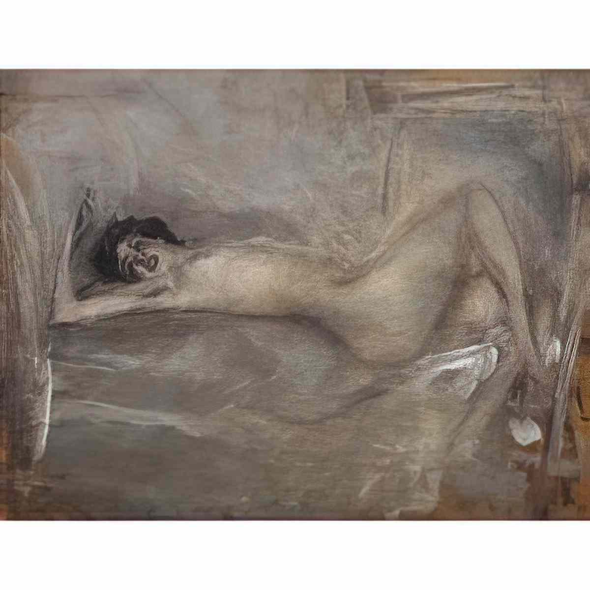 Giovanni Boldini nudo di donna in grigio sinfonia in grigio Art A4 Photo Print