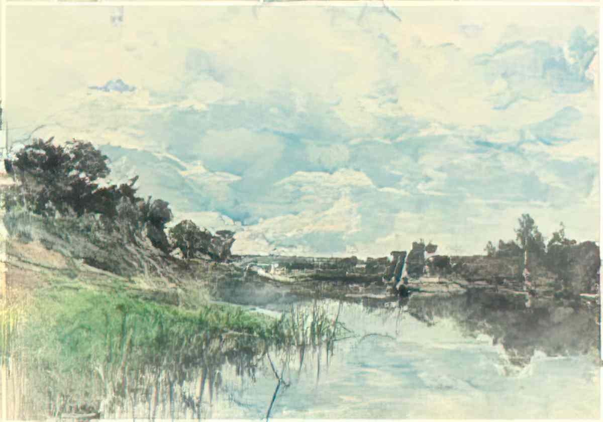 Giovanni Boldini paesaggio padano  river landscape Art A4 Photo Print