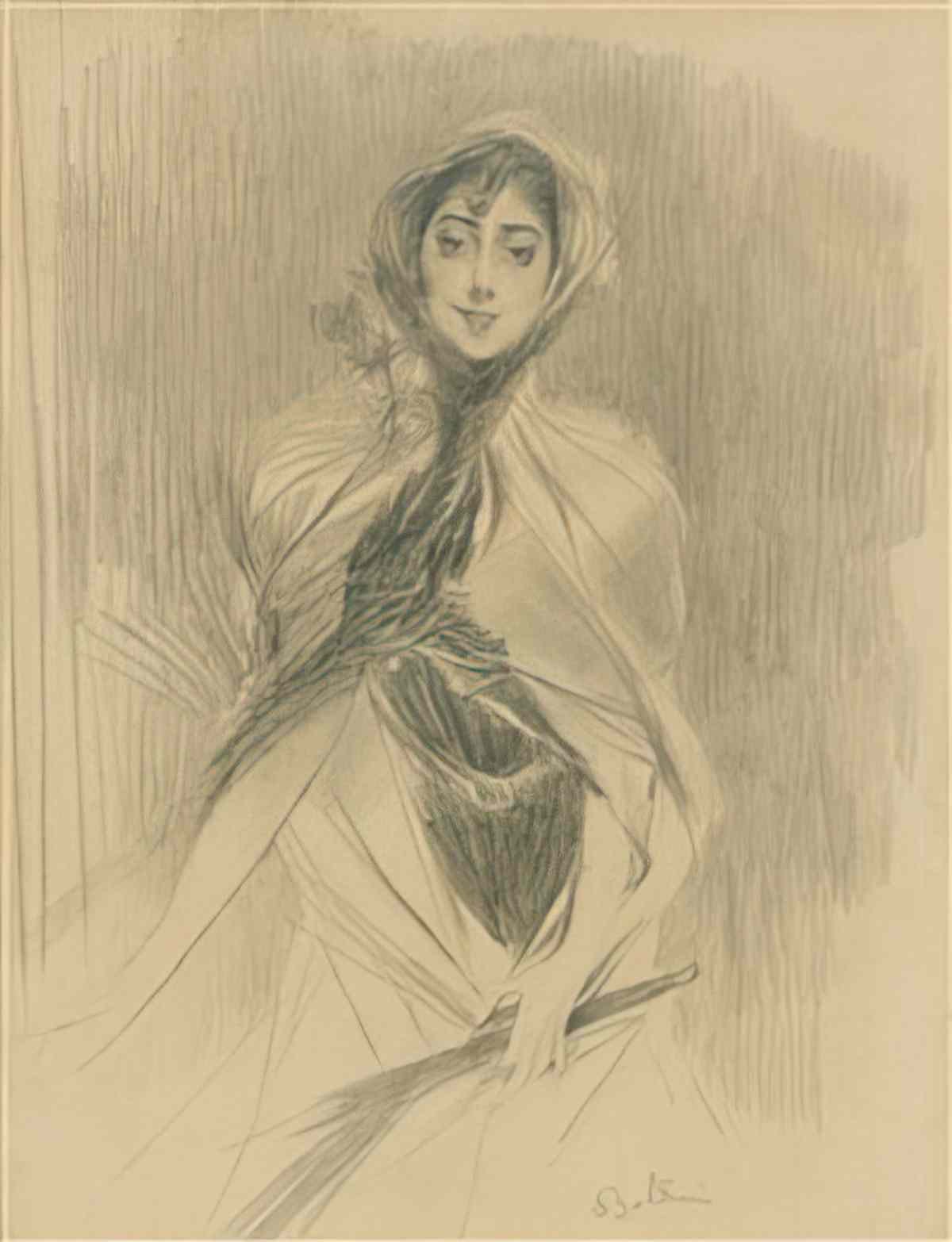 Giovanni Boldini joven pensativa sentada Art A4 Photo Print