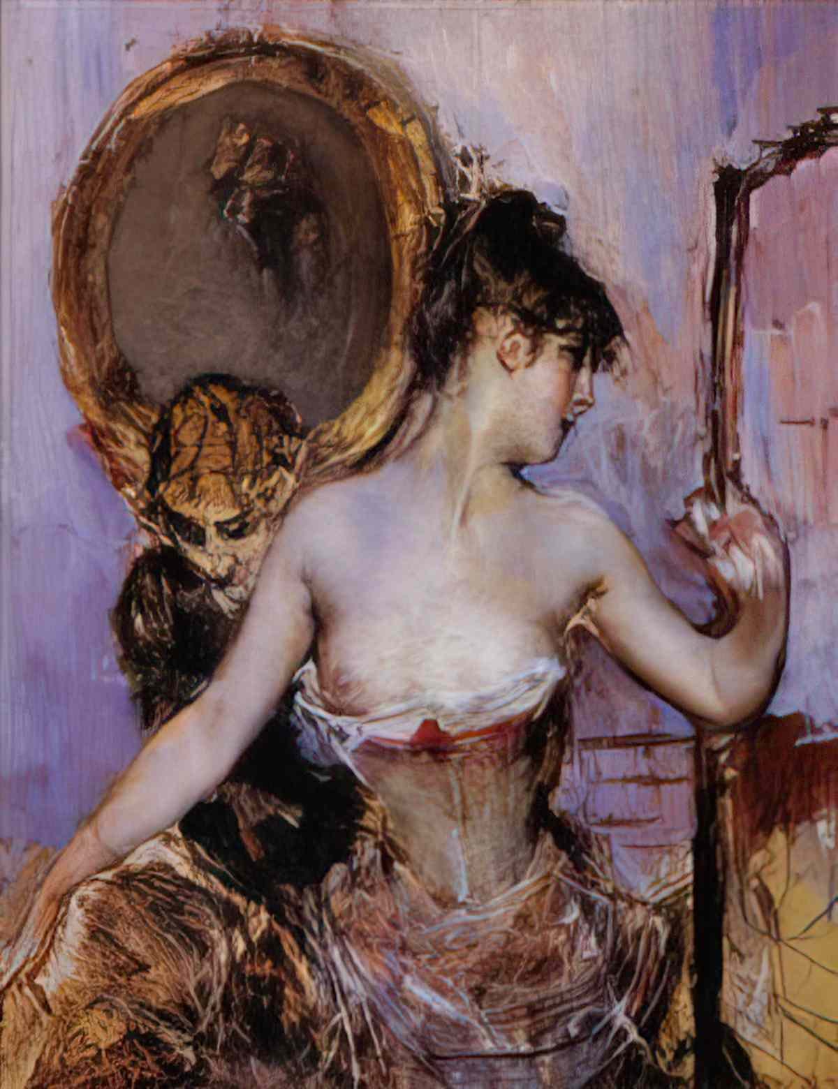 Giovanni Boldini putting on her dress Art A4 Photo Print