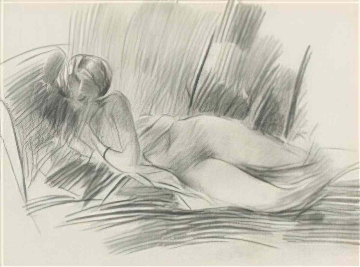 Giovanni Boldini reclining female nude and a woman in profile recto Art A4 Photo Print
