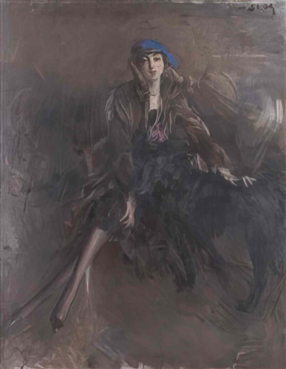 Giovanni Boldini signora con levriero nero Art A4 Photo Print