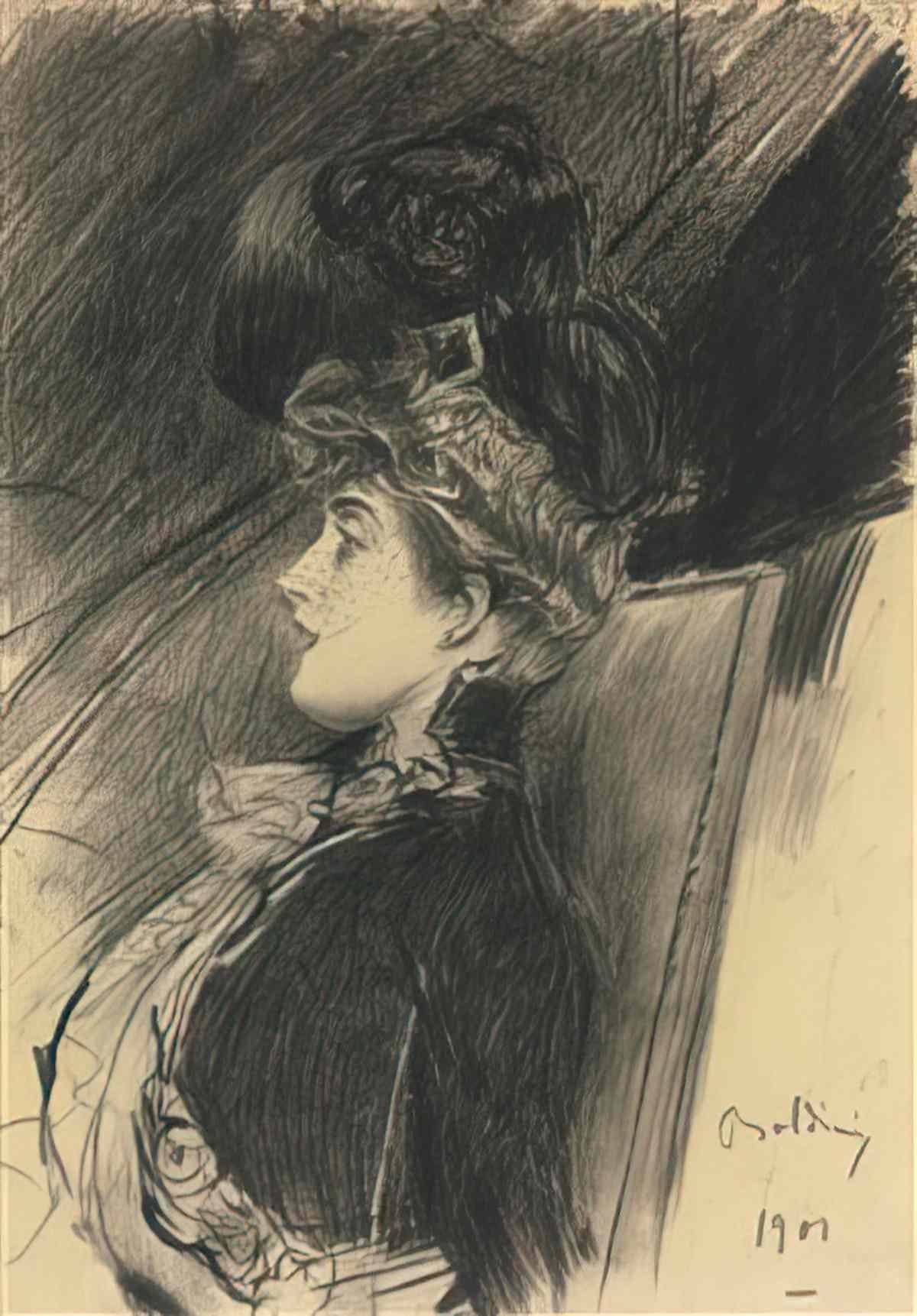 Giovanni Boldini signora seduta di profilo Art A4 Photo Print