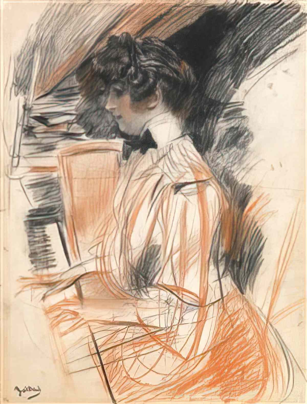 Giovanni Boldini studie einer jungen frau am klavier Art A4 Photo Print