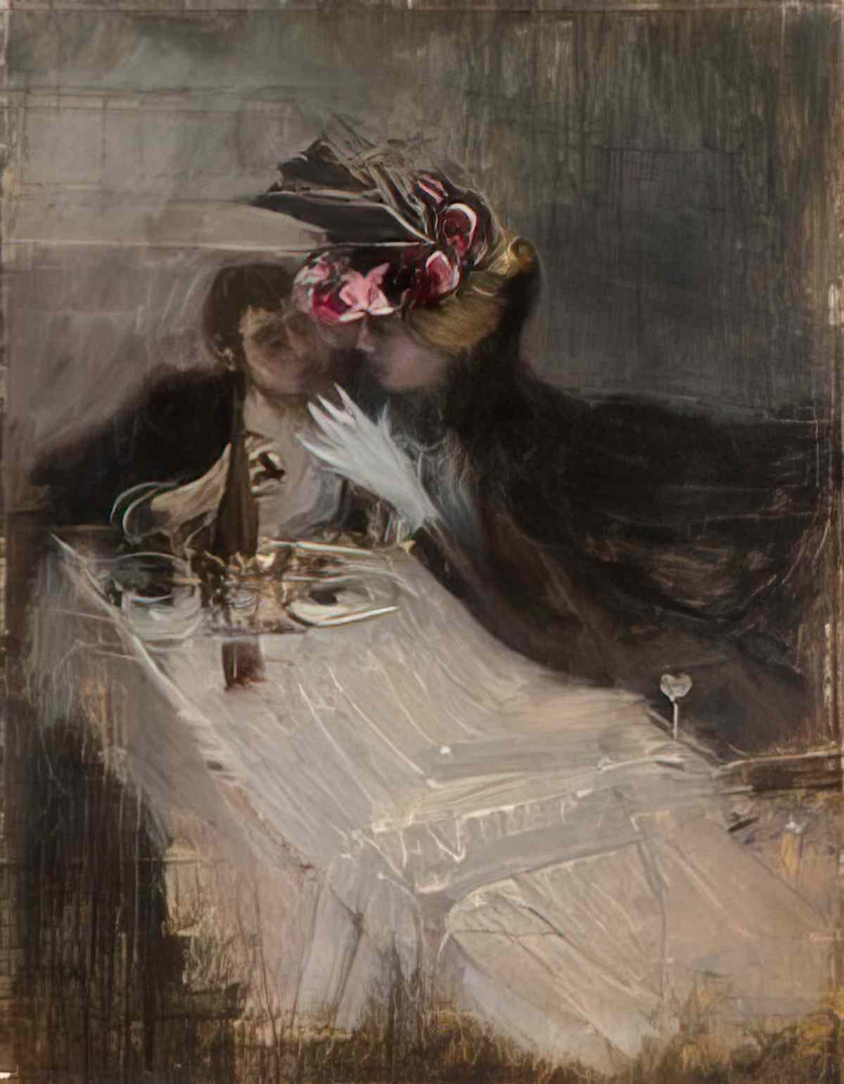 Giovanni Boldini un couple au restaurant Art A4 Photo Print