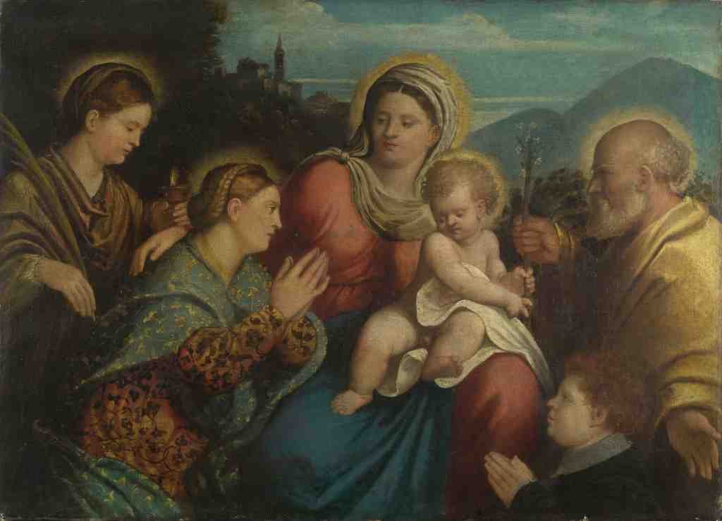 Giovanni Cariani The Holy Family with Saints and a Donor A4 Photo Print