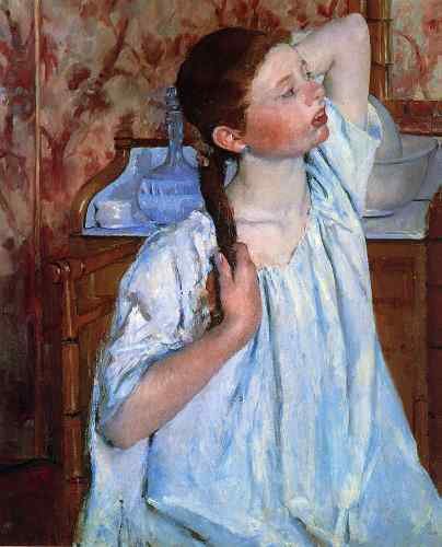 Girl Arranging Her Hair  A4 Photo Print