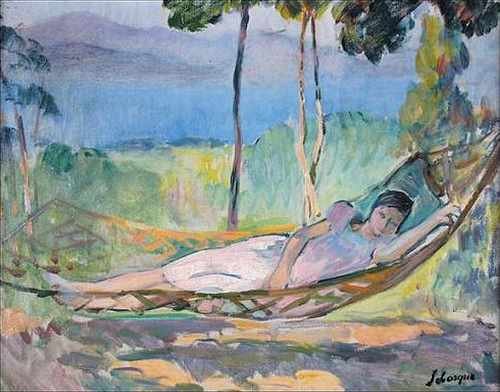 Girl In A Hammock In Cannes A4 Photo Print