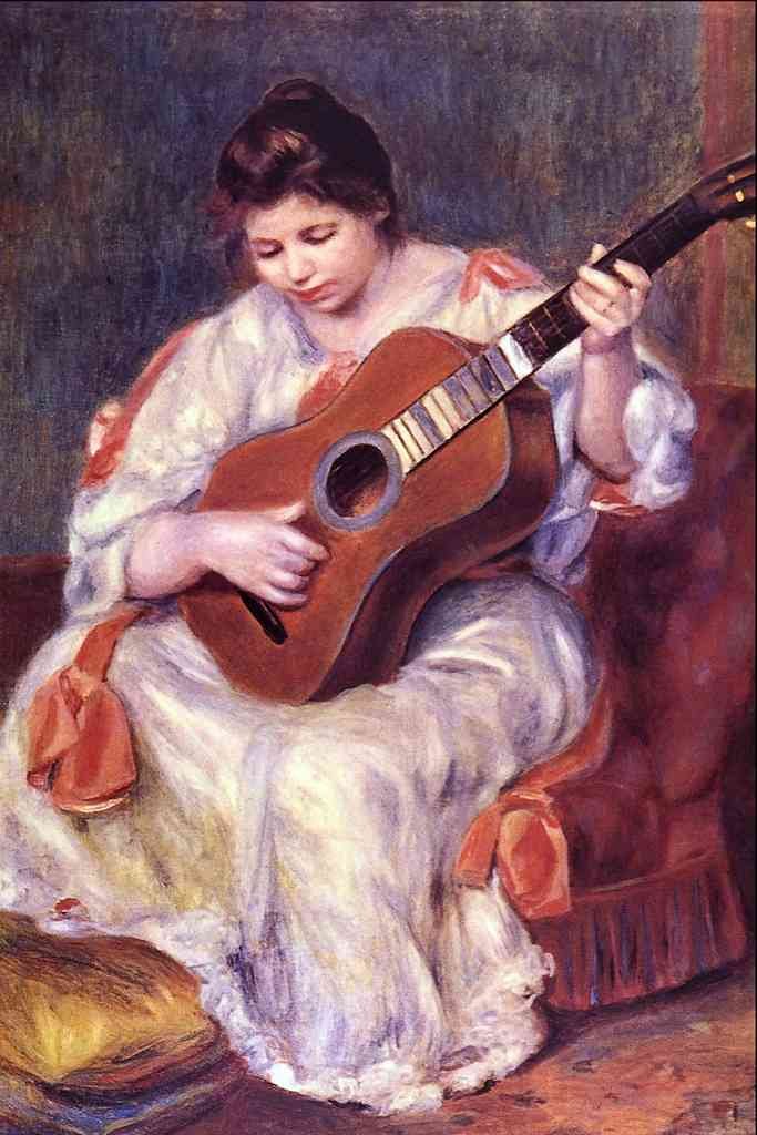 Girl Playing Guitar Renoir Impressionism A4 Photo Print