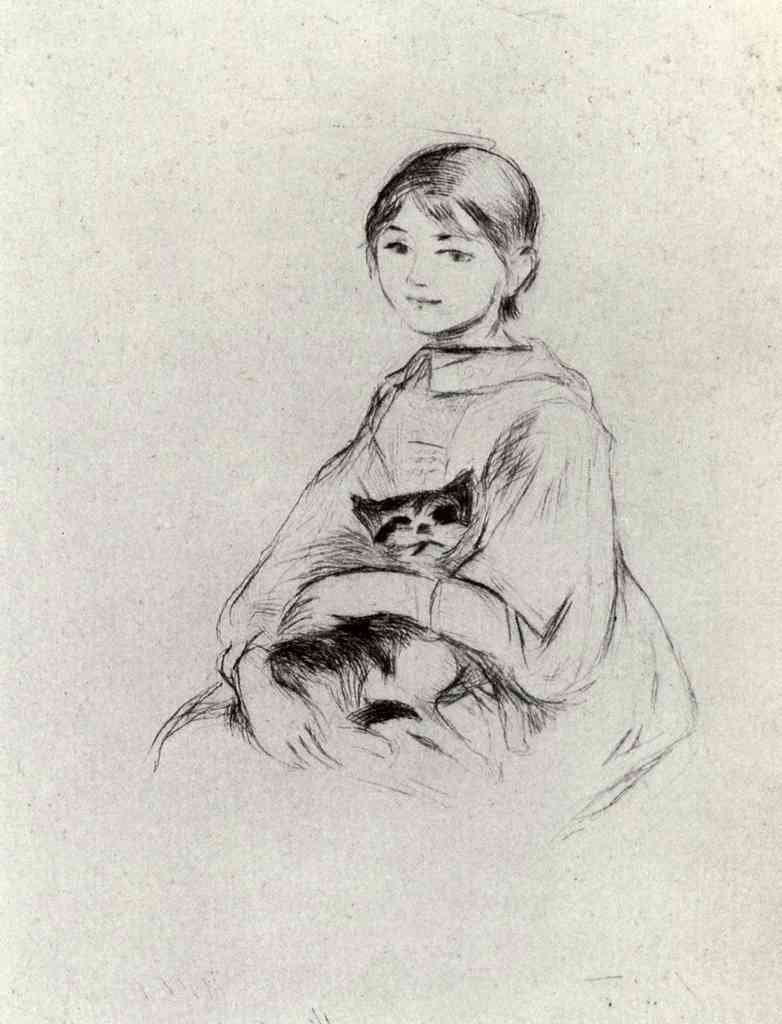 Girl With A Cat Morisot A4 Photo Print