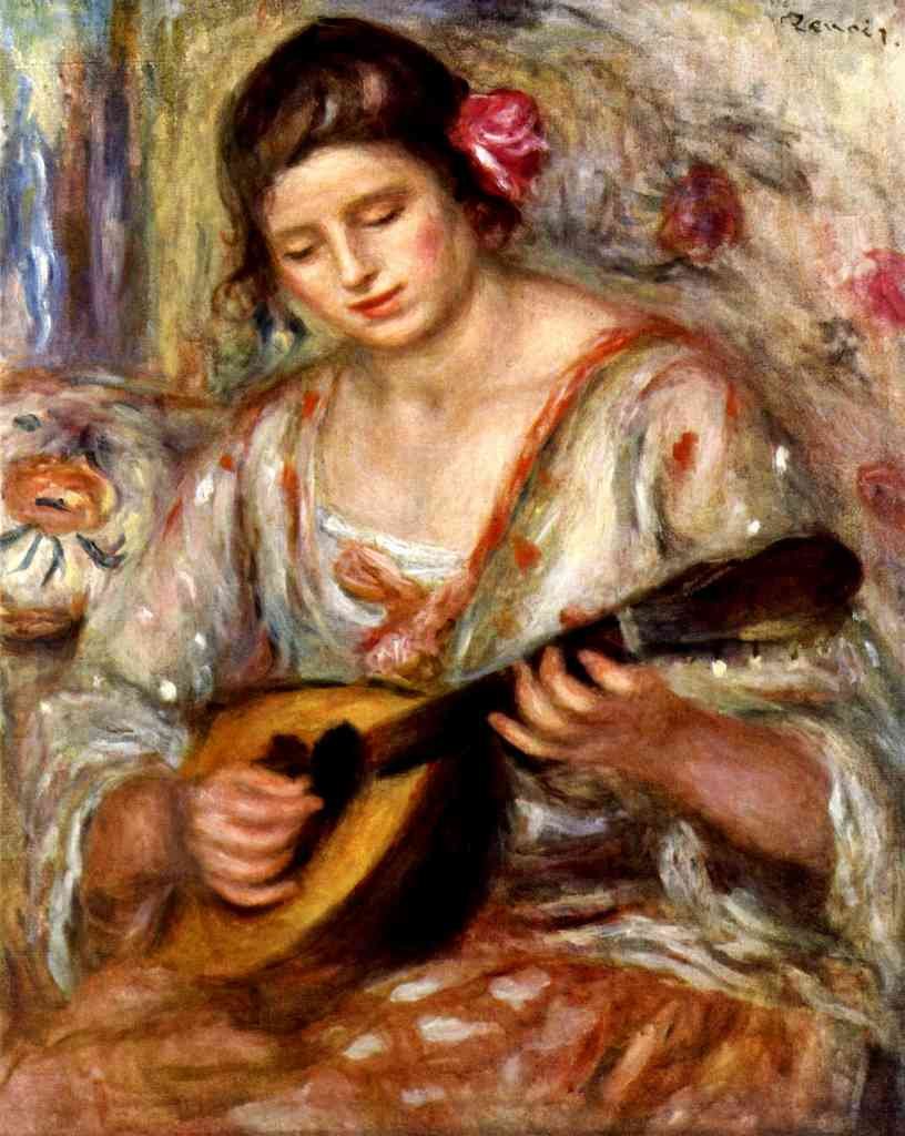 Girl With Mandolin Renoir A4 Photo Print