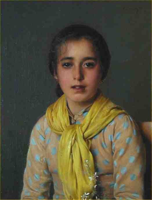 Girl with Yellow Shawl A4 Photo Print