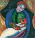 Girl with a Cat II by Franz Marc Abstract Art A4 Photo Print