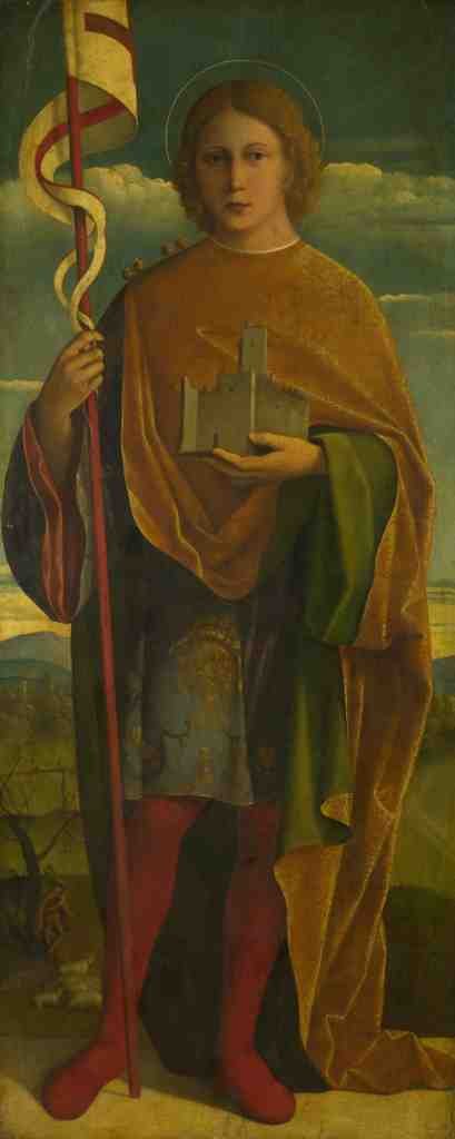 Girolamo da Santacroce A Saint with a Fortress and a Banner A4 Photo Print
