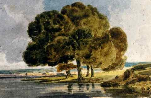 Girtin Thomas Trees On A Riverbank A4 Photo Print