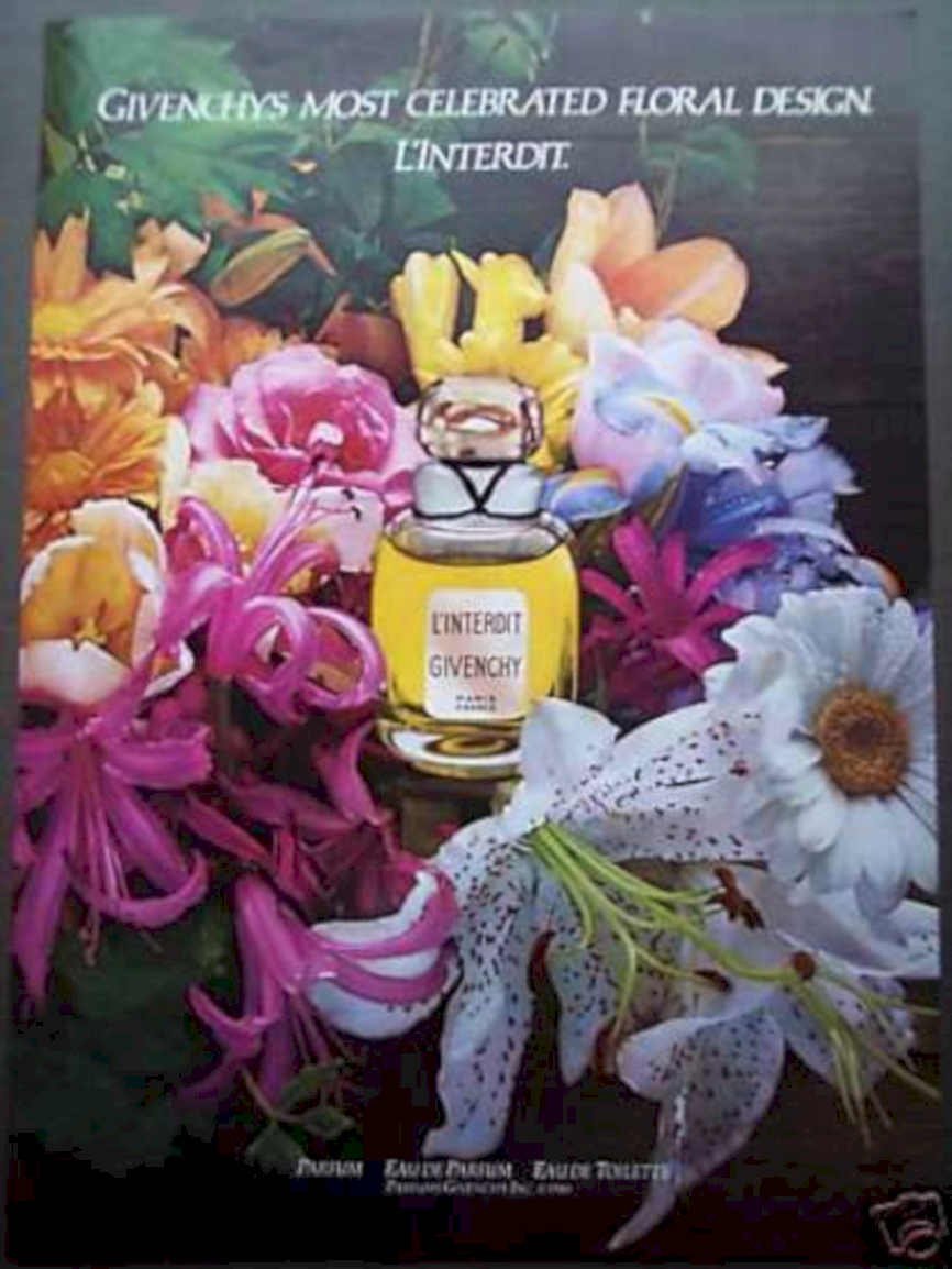 Givenchy Interdit Flowers 2 Vintage Retro Advert Ads A4 Photo Print