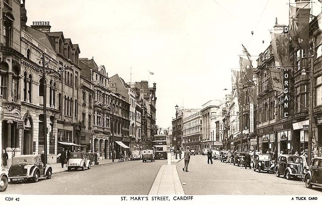 Glamorgan Cardiff St Marys Street 1950s vintage old A4 Photo Print