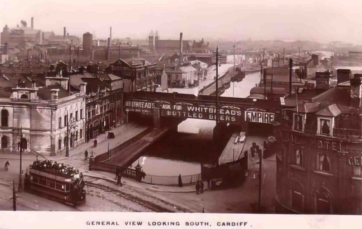 Glamorganshire Cardiff General View looking South Vintage A4 Photo Print