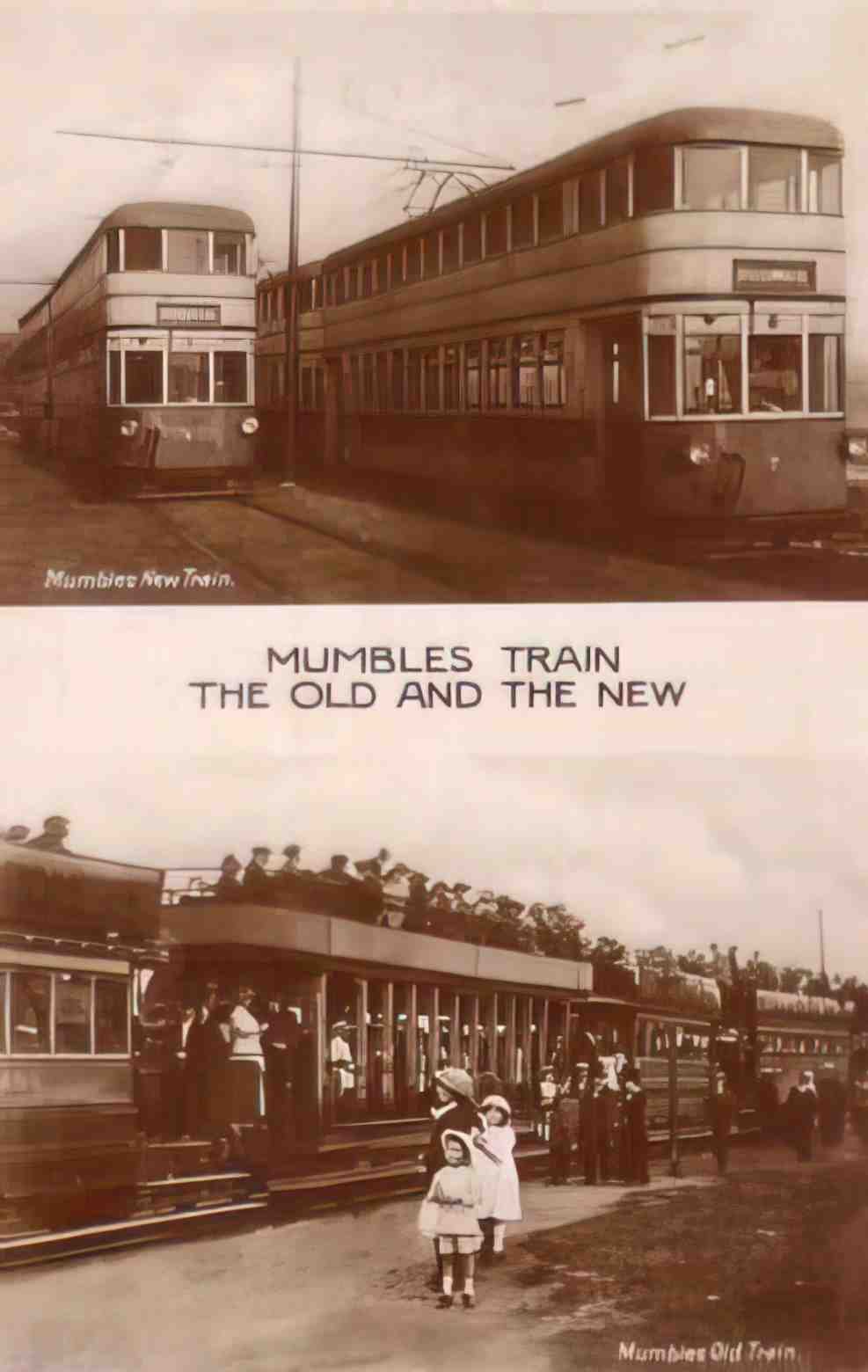 Glamorganshire Mumbles Old & New Trains Vintage A4 Photo Print