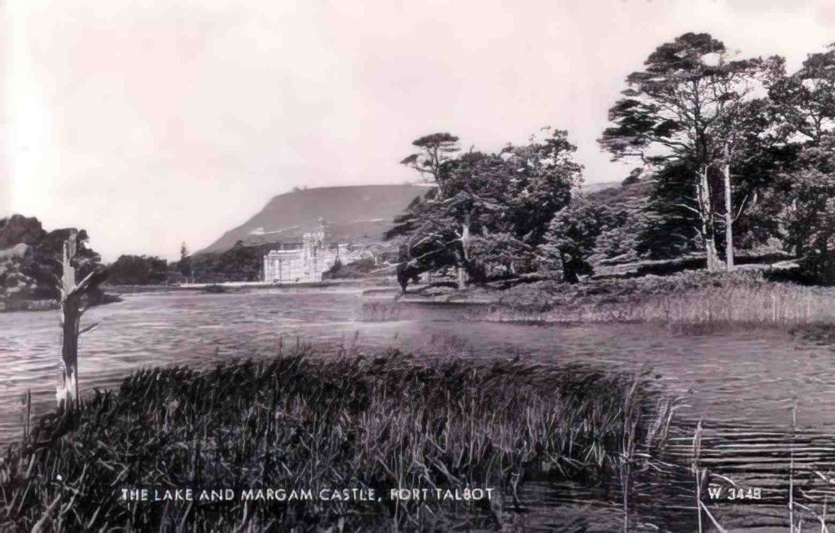 Glamorganshire Port Talbot Margam Castle and Lake Vintage A4 Photo Print