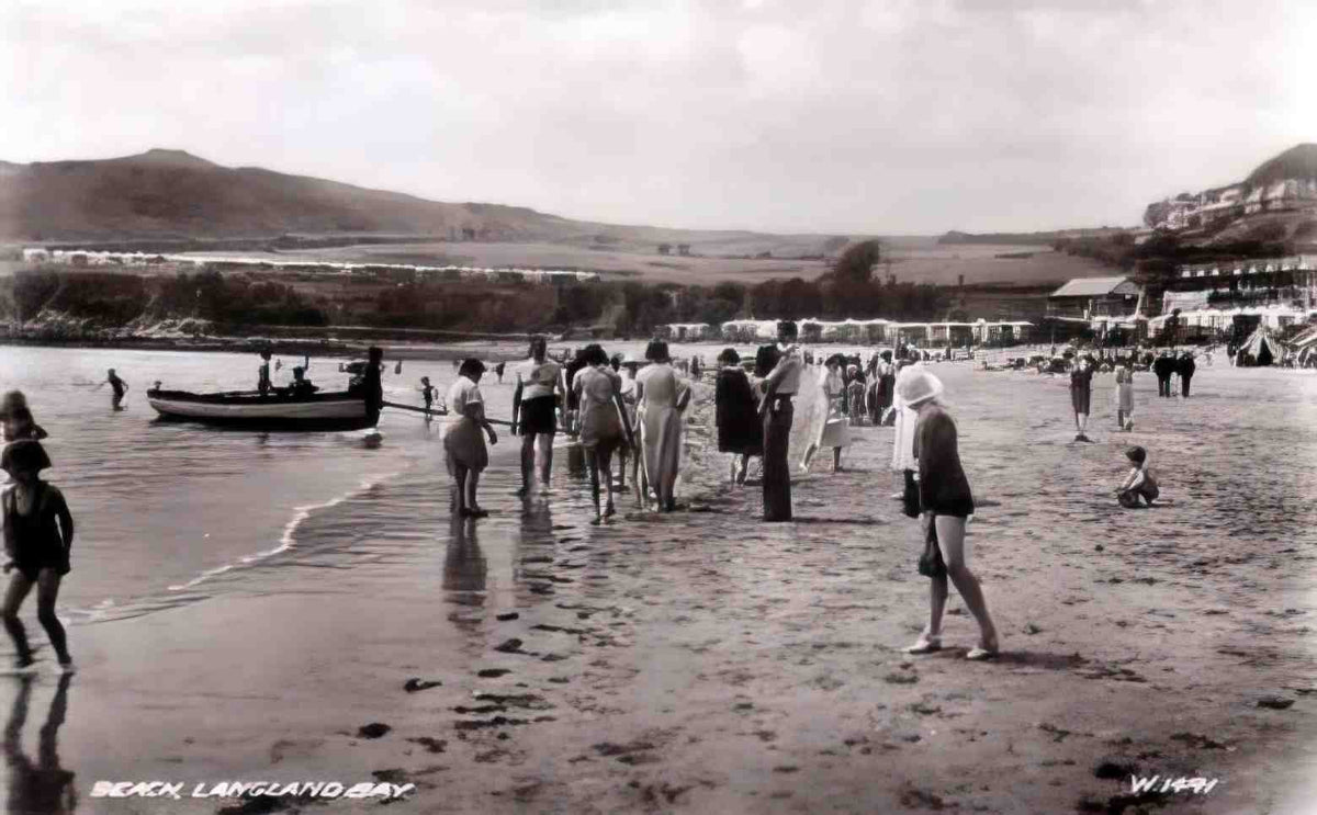 Glamorganshire Swansea Langland Bay Beach Vintage A4 Photo Print