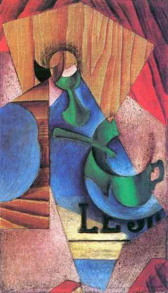 Glass cup and newspaper by Juan Gris Abstract Art A4 Photo Print