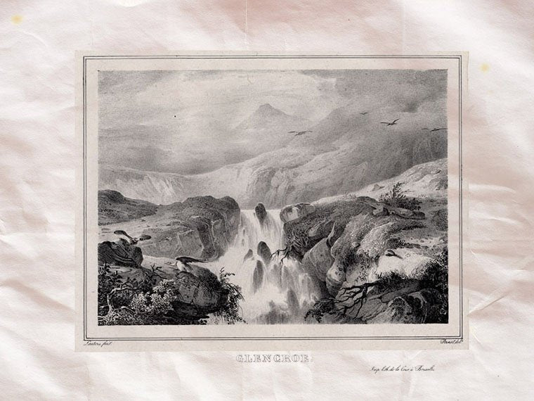 Glencroe Falls Scotland Pernot 1827 1 Vintage A4 Photo Print