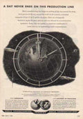 Globe Clock Itt Vintage Retro Advert Ads A4 Photo Print
