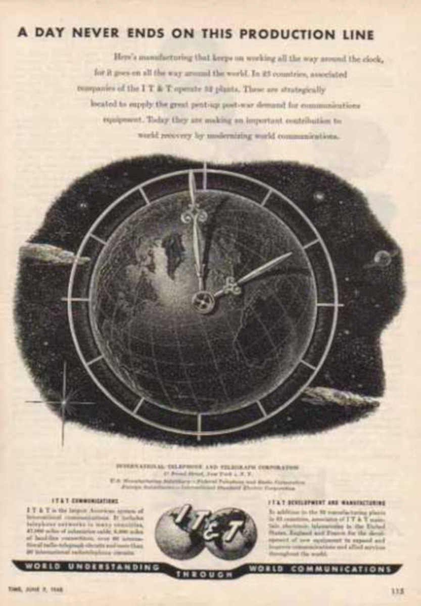 Globe Clock Itt Vintage Retro Advert Ads A4 Photo Print