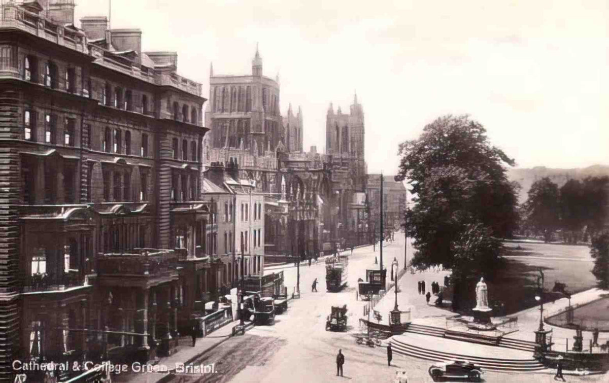 Gloucestershire Bristol Cathedral and College Green Vintage A4 Photo Print