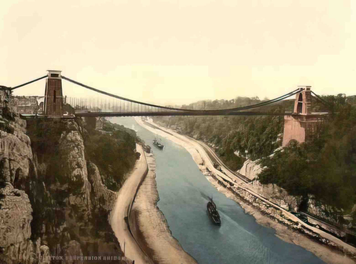 Gloucestershire Bristol Clifton Suspension Bridge from the North Vintage A4 Photo Print
