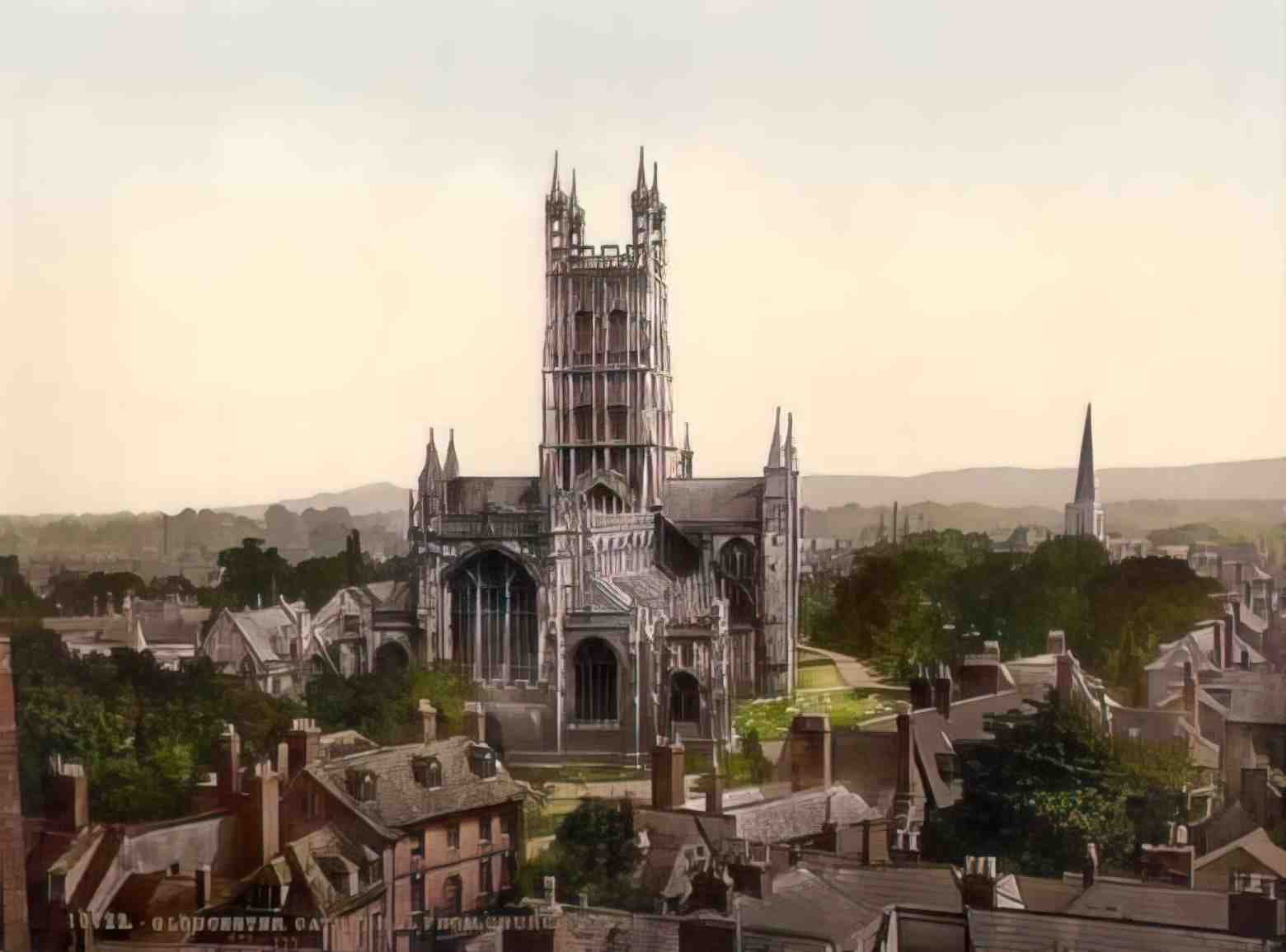 Gloucestershire Gloucester Cathedral from Church Tower Vintage A4 Photo Print