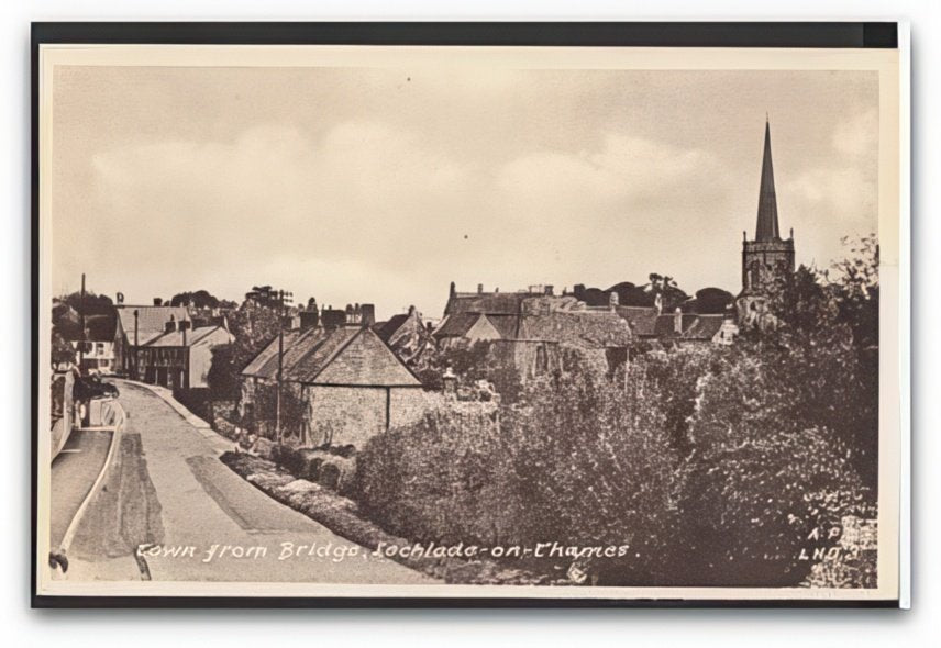Gloucestershire Lechladeonthames Town View From Bridge Vintage A4 Photo Print