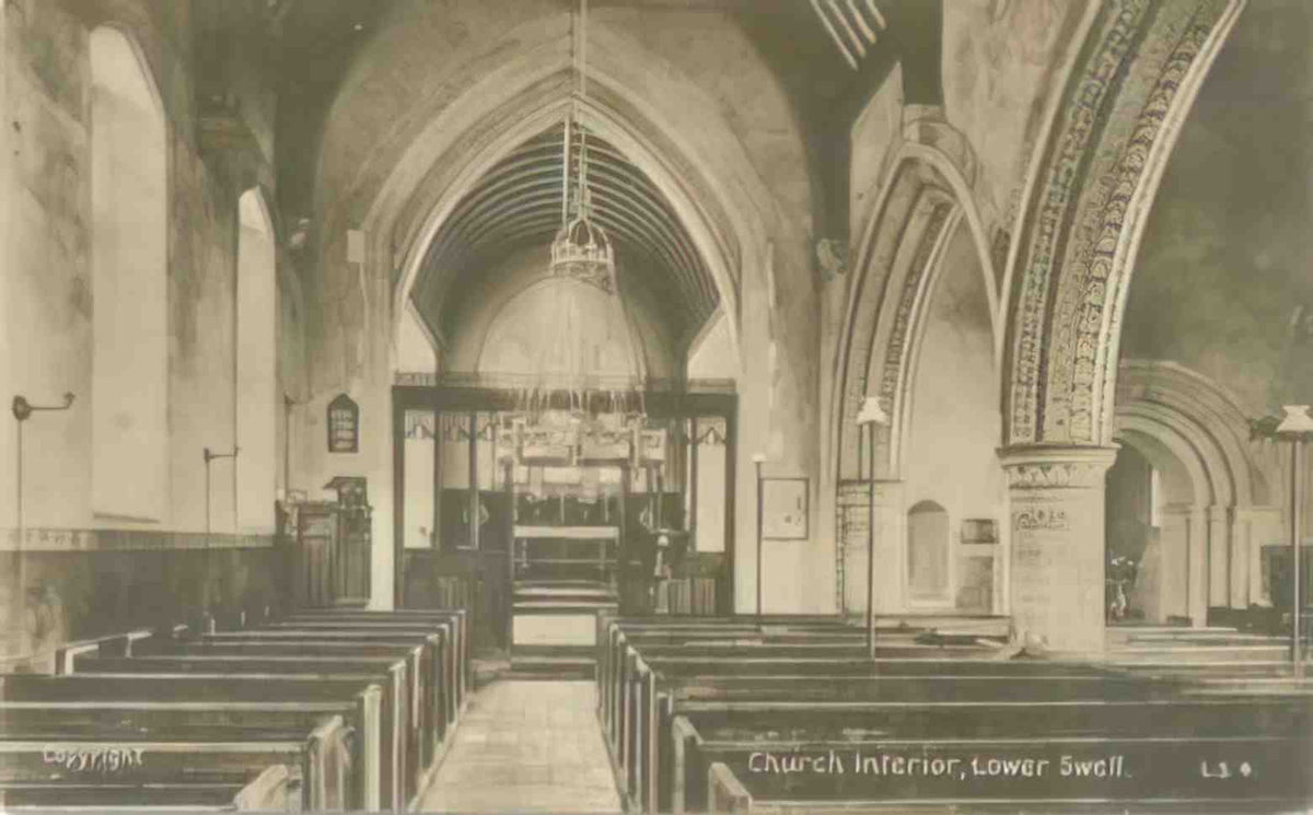 Gloucestershire Lower Swell Church Interior 1950s Vintage A4 Photo Print